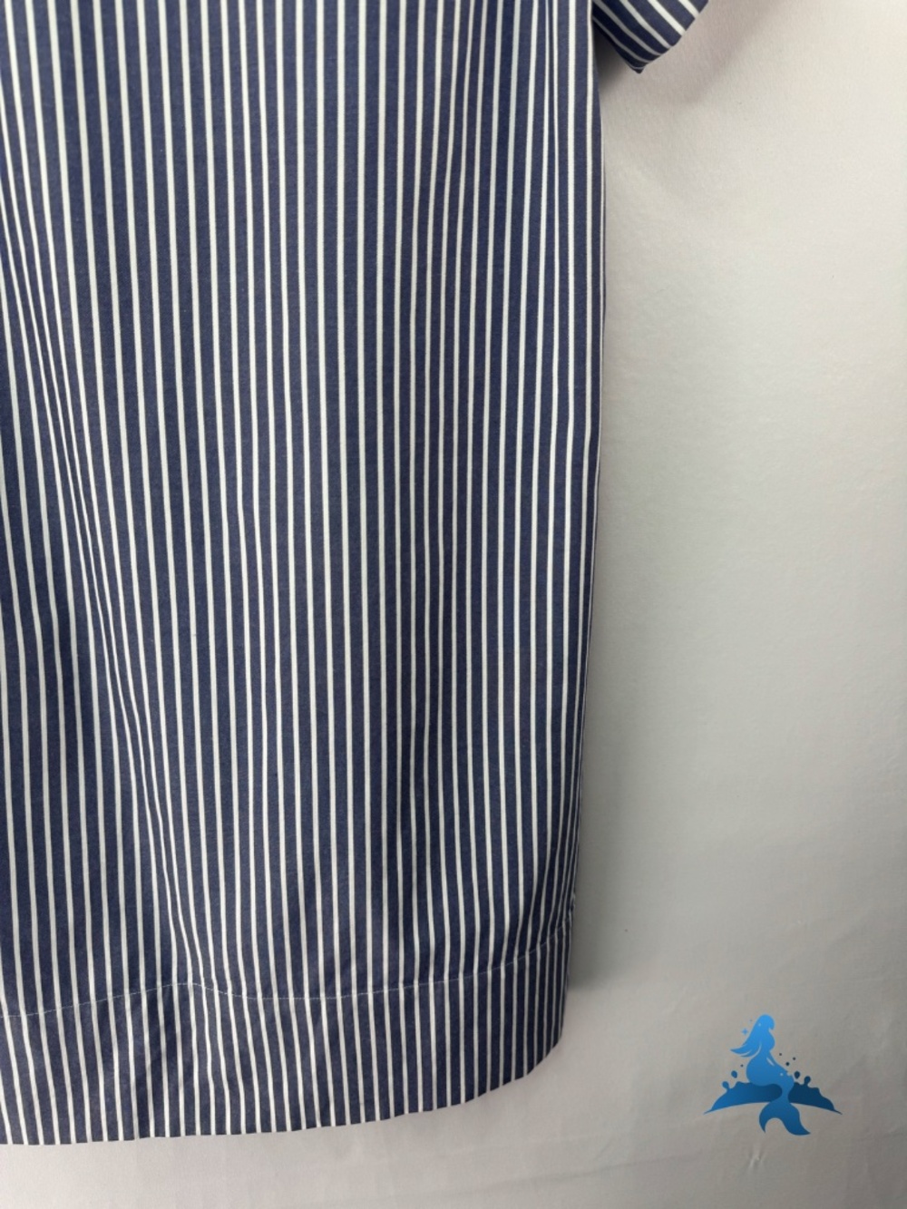 1307 - Everlane Striped Shirt Dress - Band Collar - Size 0 - Blue White - Picture 13 of 15